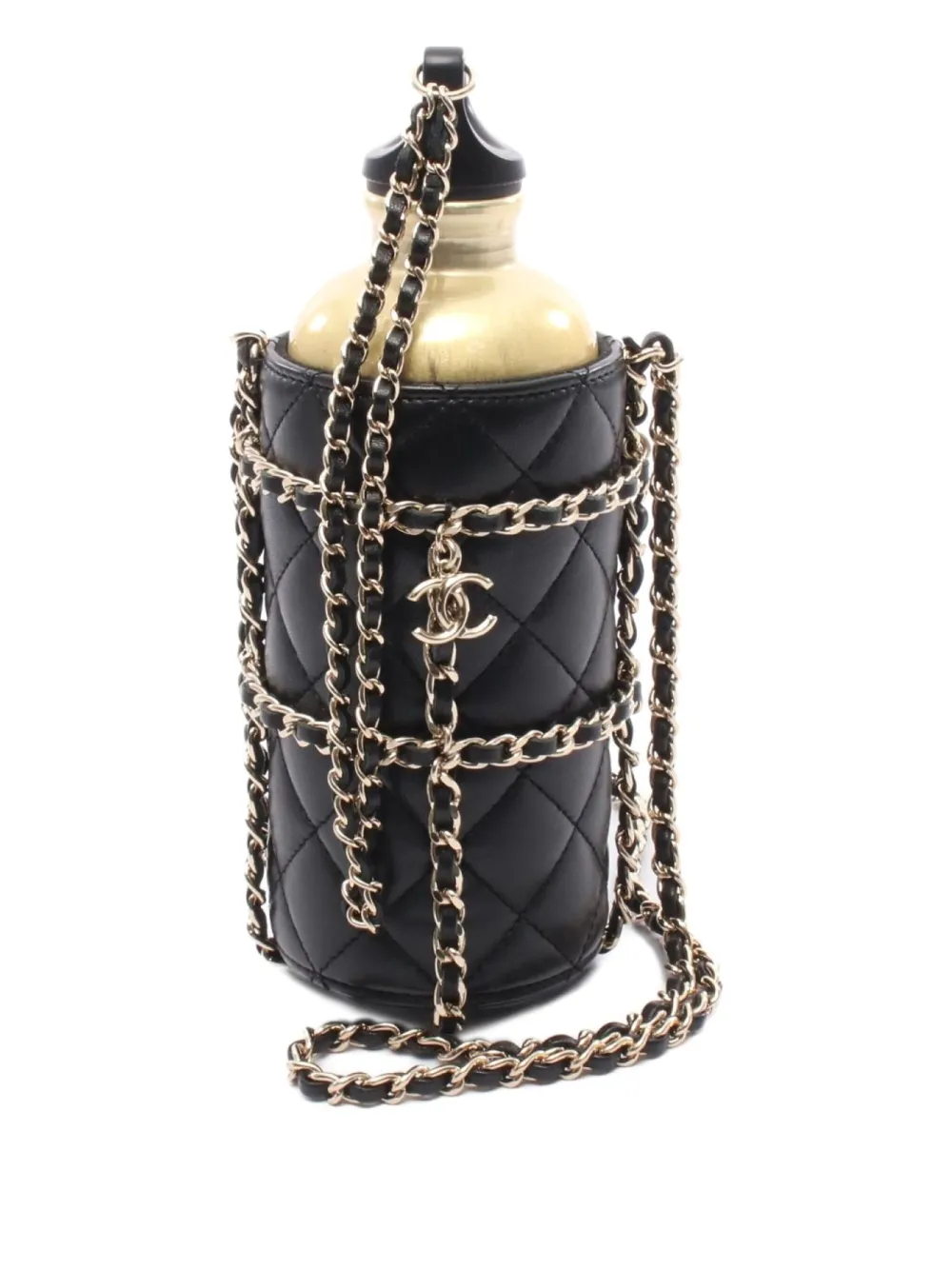 CHANEL Pre-Owned 2019 マテラッセ ボトルホルダー - ブラック CHANEL Pre-Owned 2019 マテラッセ ボトルホルダー - ブラック