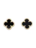 Van Cleef & Arpels 2010s 18kt Yellow Gold Onyx Clover Earrings
