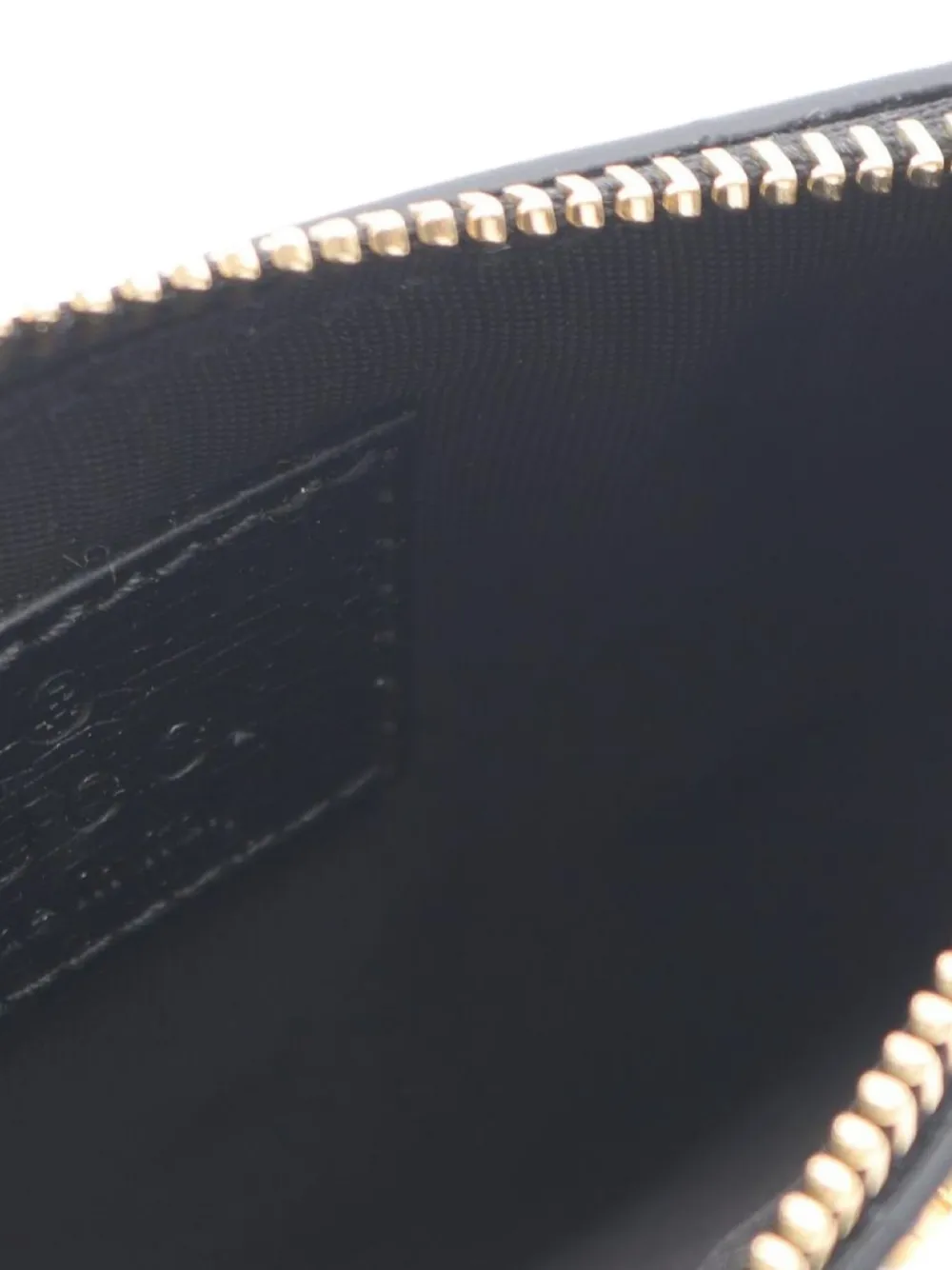 Pre-owned Gucci 20s Script Leather Zip Coin Wallet In Black