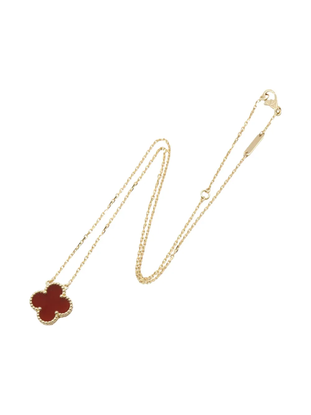 Van Cleef & Arpels 2010s 18kt Gold Carnelian Alhambra Necklace | Gold | Image 1
