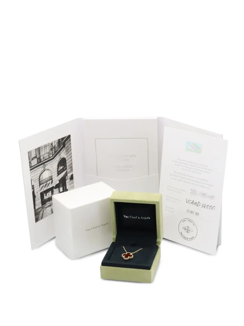 Pre-owned Van Cleef & Arpels 2010s 18kt Gold Carnelian Alhambra Necklace