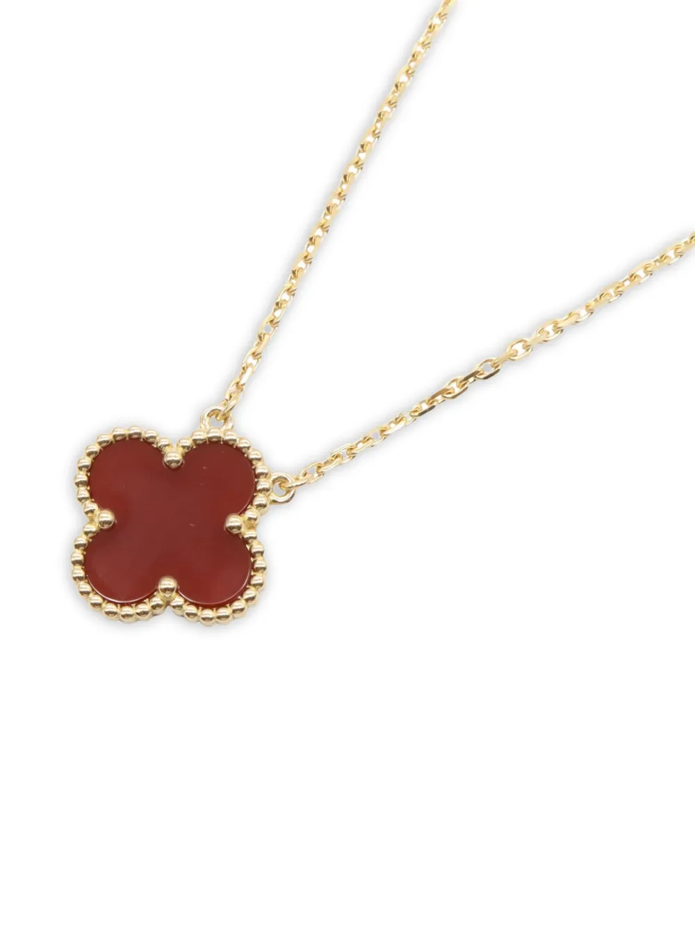 Van Cleef & Arpels 2010s 18kt Gold Carnelian Alhambra Necklace | Image 2