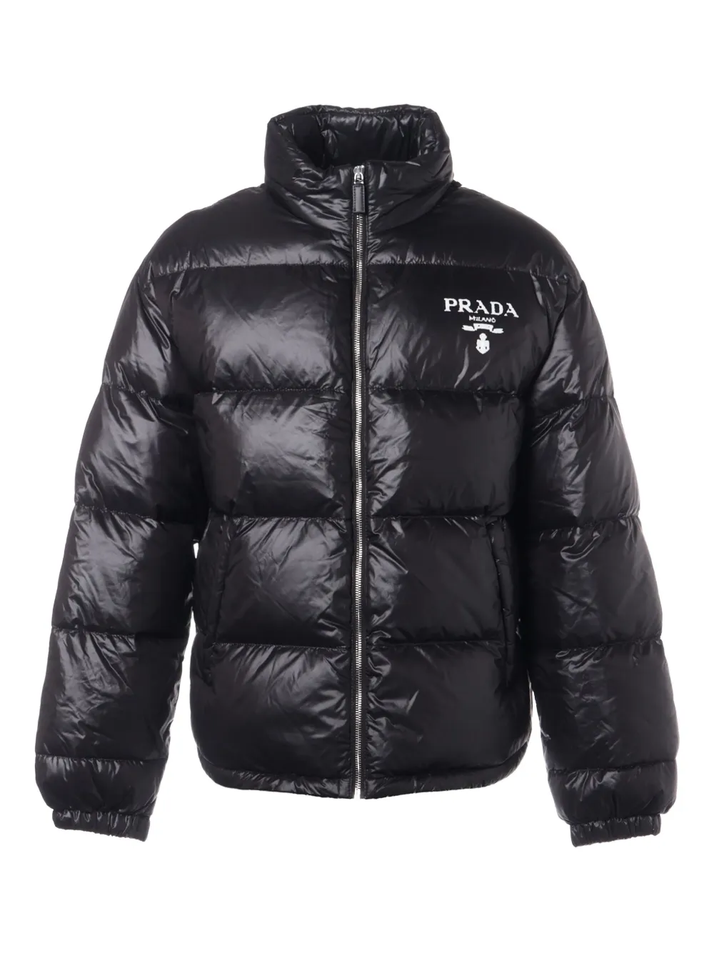 Prada Pre-Owned 2022 logo-detail down jacket | Black | Image 1