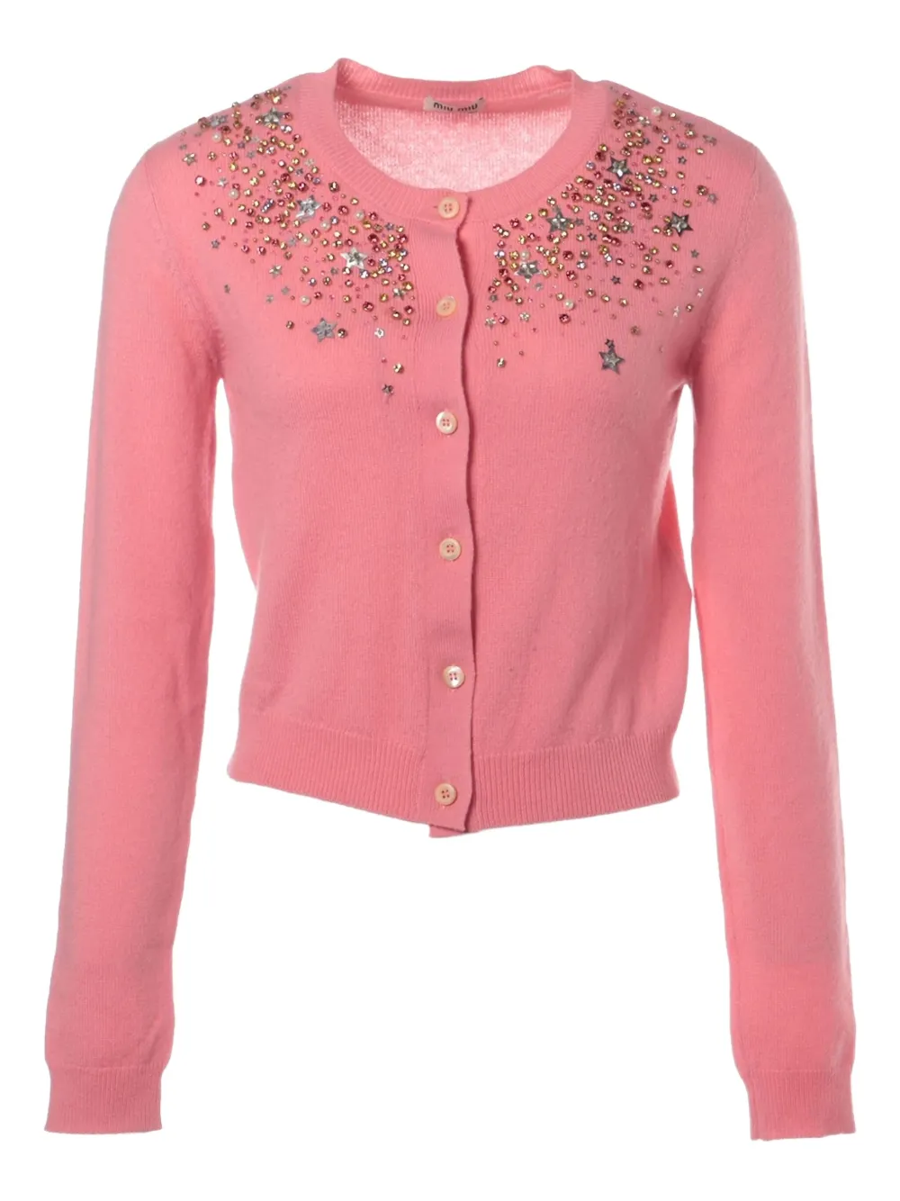 Miu Miu Pre-Owned 2016 rhinestone-embellished cardigan | Pink | Image 1