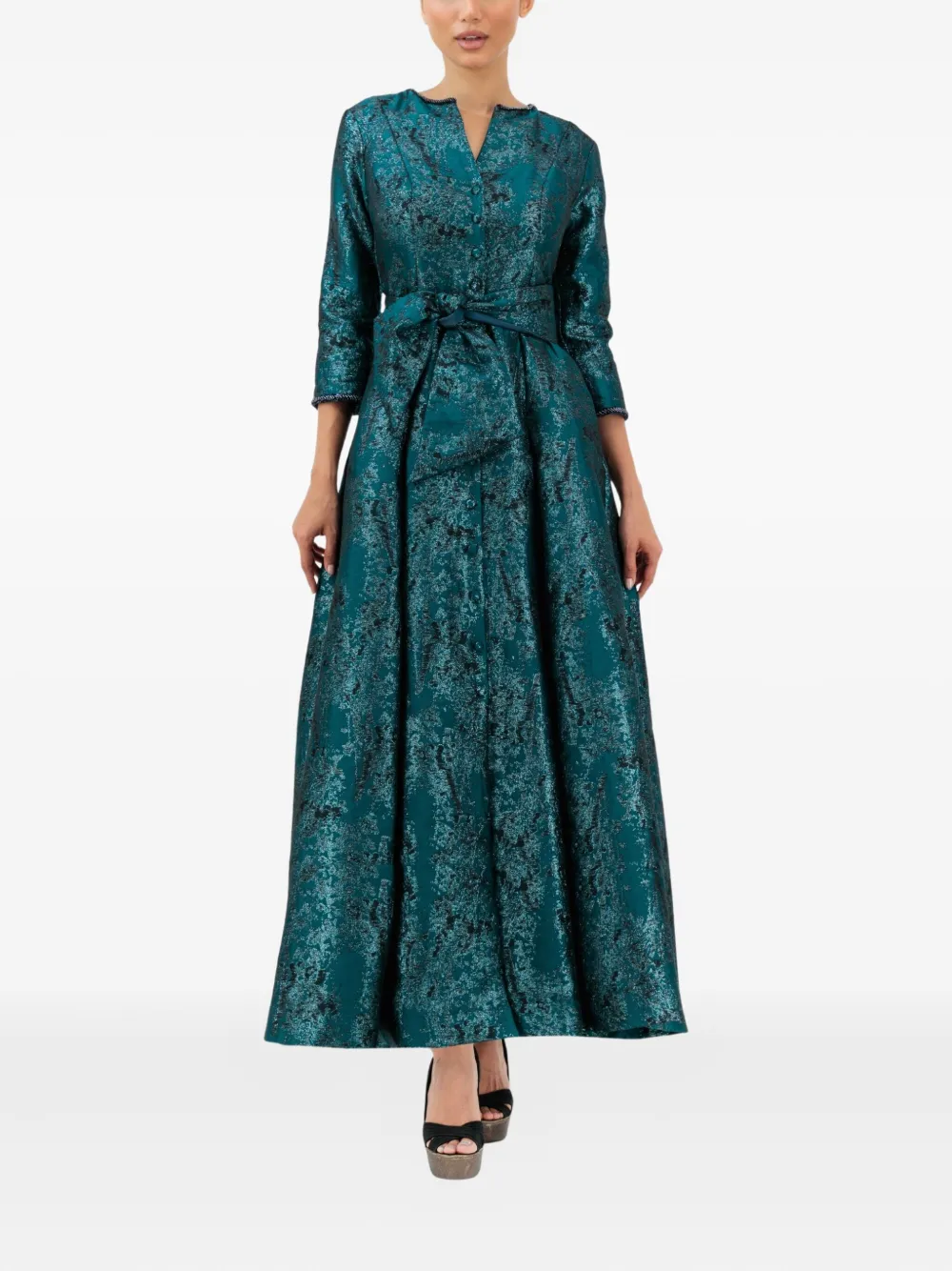 Baruni Elham Button-embellishment Maxi Dress In Blue