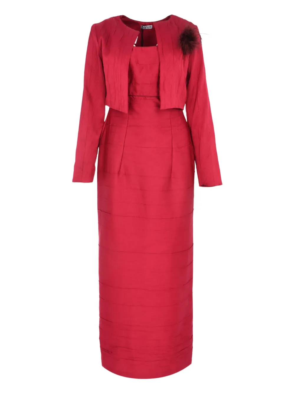 Baruni Rawand feather-embellishment maxi dress (set of two) | Red | Image 1