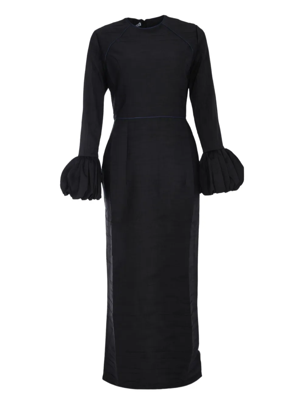 Baruni Talia Ruffle-cuffs Maxi Dress In Black