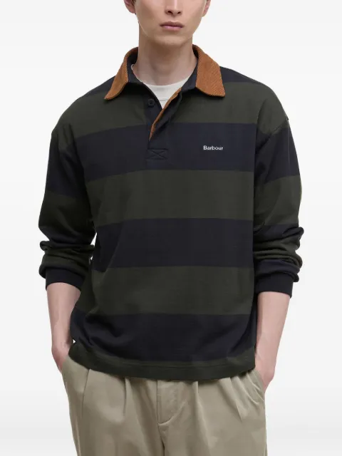 Barbour embroidered-logo stripe-pattern polo shirt