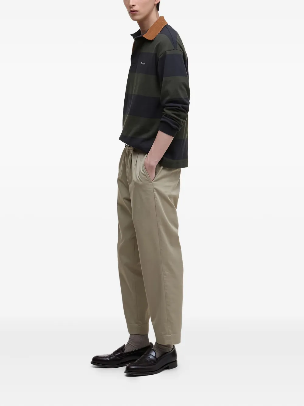 Barbour Embroidered-logo Stripe-pattern Polo Shirt In Multi