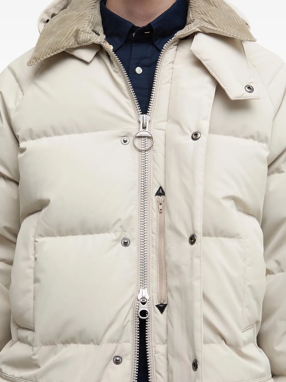 Barbour Beaufort gewatteerd jack met ribfluwelen kraag Beige