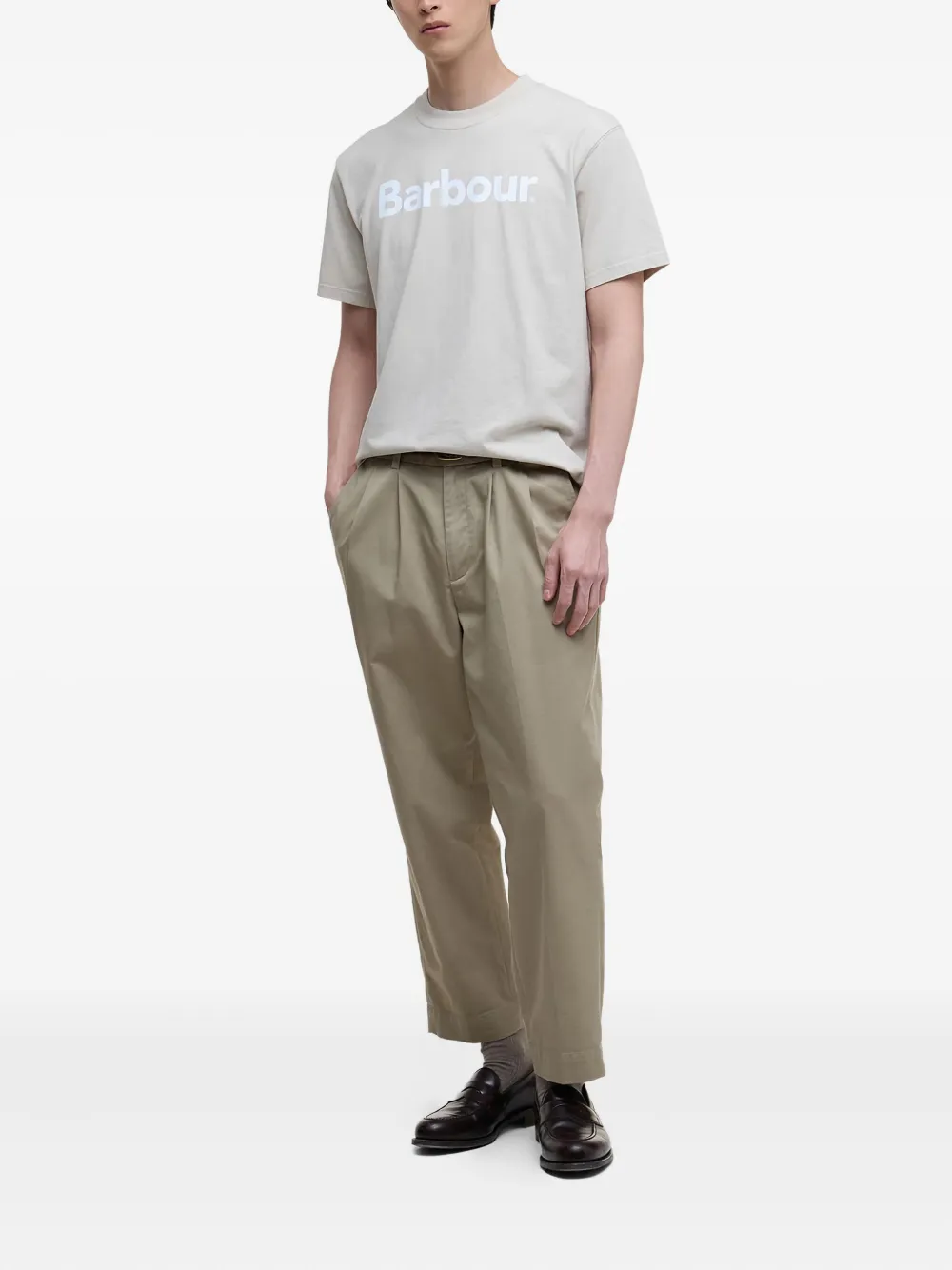 Barbour Logo-print T-shirt In Neutral