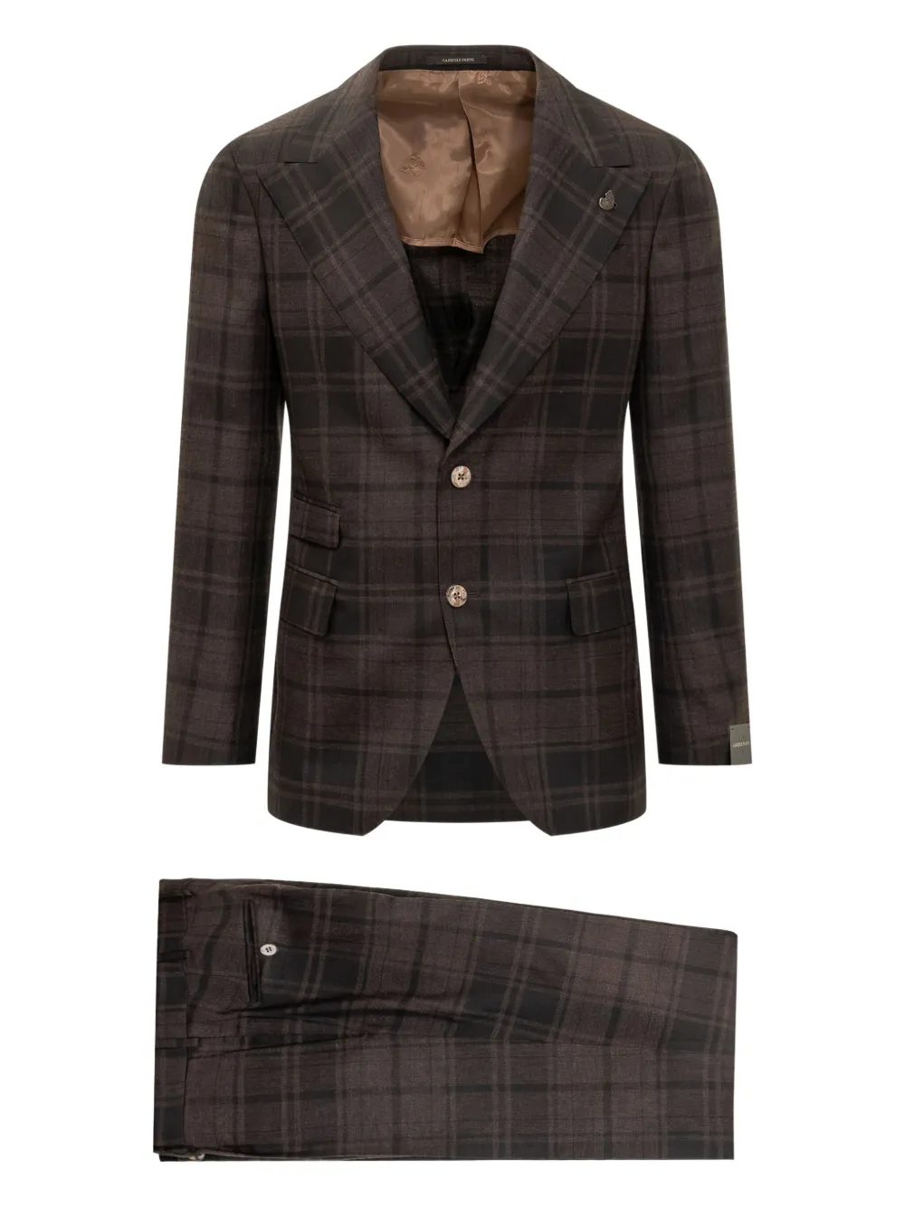 Gabriele Pasini check-pattern single-breasted suit | Brown | Image 1