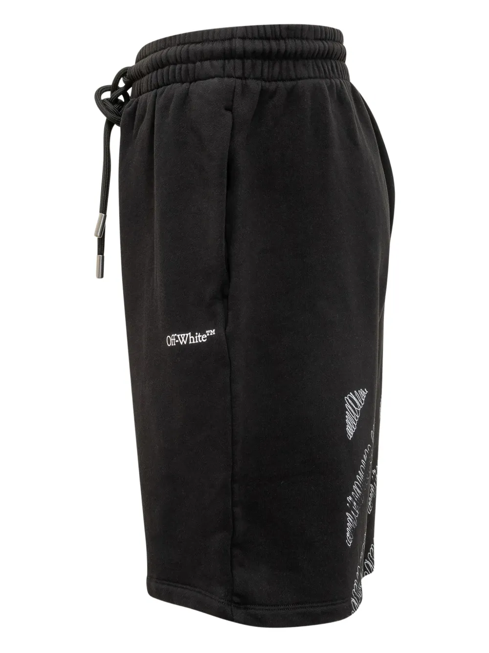 Off-white Logo Detailed Drawstring Shorts In Black