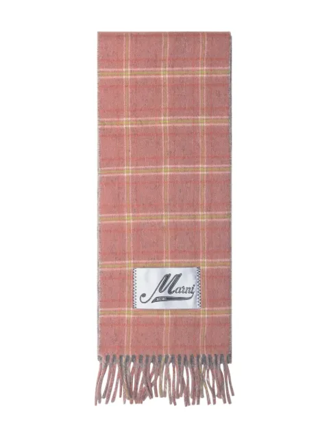 Marni checked fringed scarf