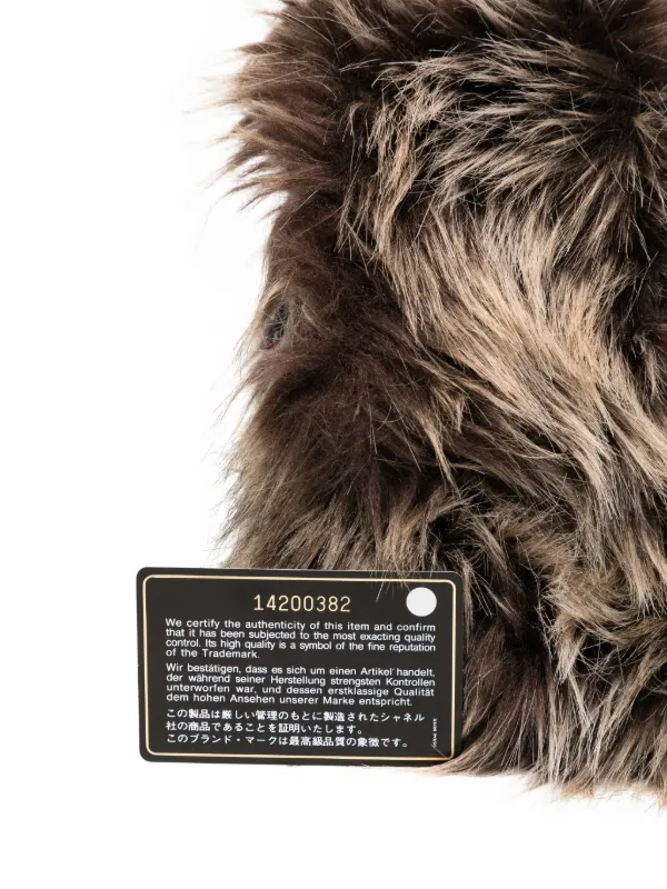 CHANEL Pre-Owned Classic Flap Faux Fur Tweed Shoulder Bag | Black