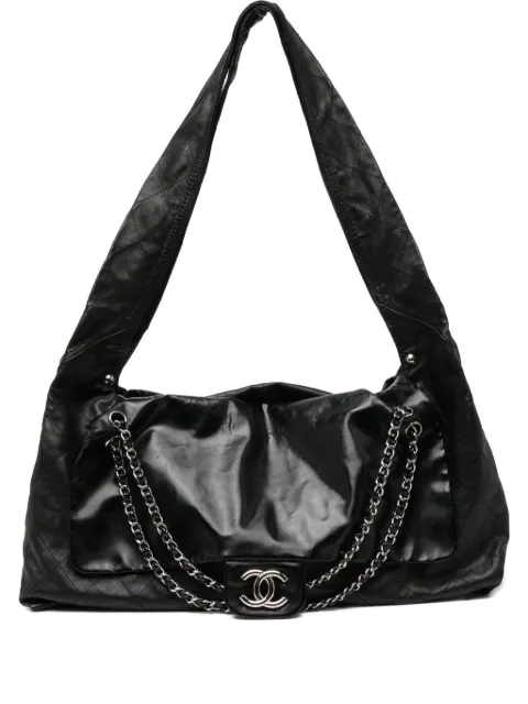 CHANEL Pre-Owned Leather Oversize XL Patent and Leather Quilted Tote Shoulder Flap Bag