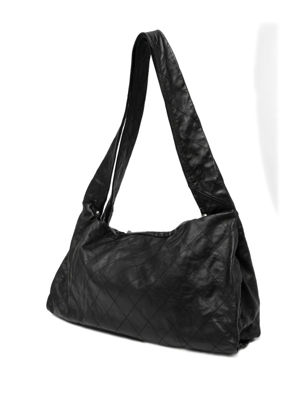 Pre-owned Chanel Leather Oversize Xl Patent And Leather Quilted Tote Shoulder Flap Bag In Black
