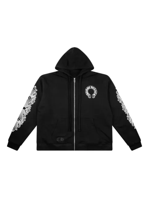 Chrome Hearts Hoodie met rits en hoefijzerprint