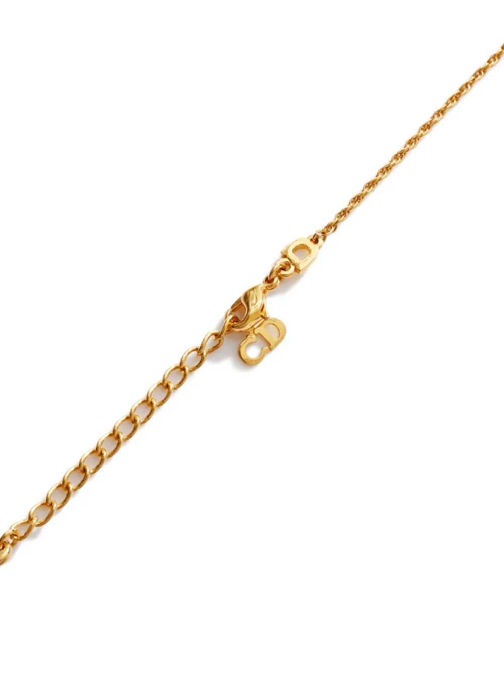 Pre-owned Dior 1980-1990 Logo-plate Necklace In Gold