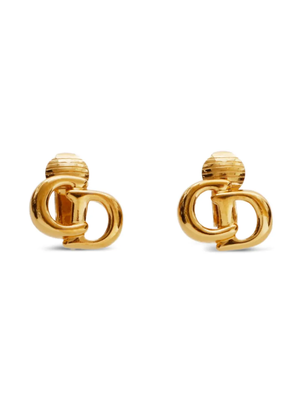 Christian Dior Pre-Owned 1980-2000 ロゴ イヤリング - ゴールドトーン Christian Dior Pre-Owned 1980-2000 ロゴ イヤリング - ゴールドトーン