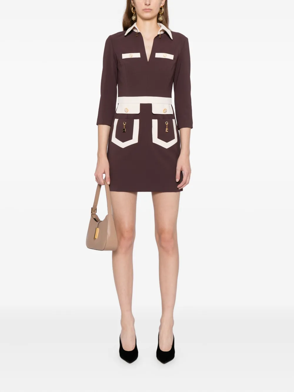 Elisabetta Franchi Crêpe jurk met colourblocking - Rood