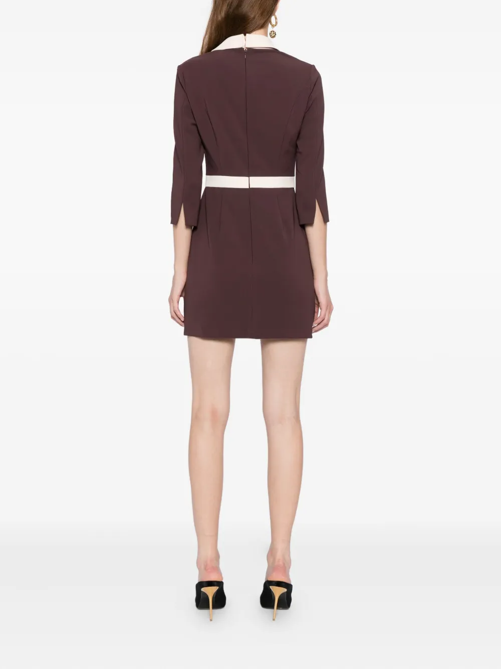 Elisabetta Franchi Colour-block Crepe Dress In Brown