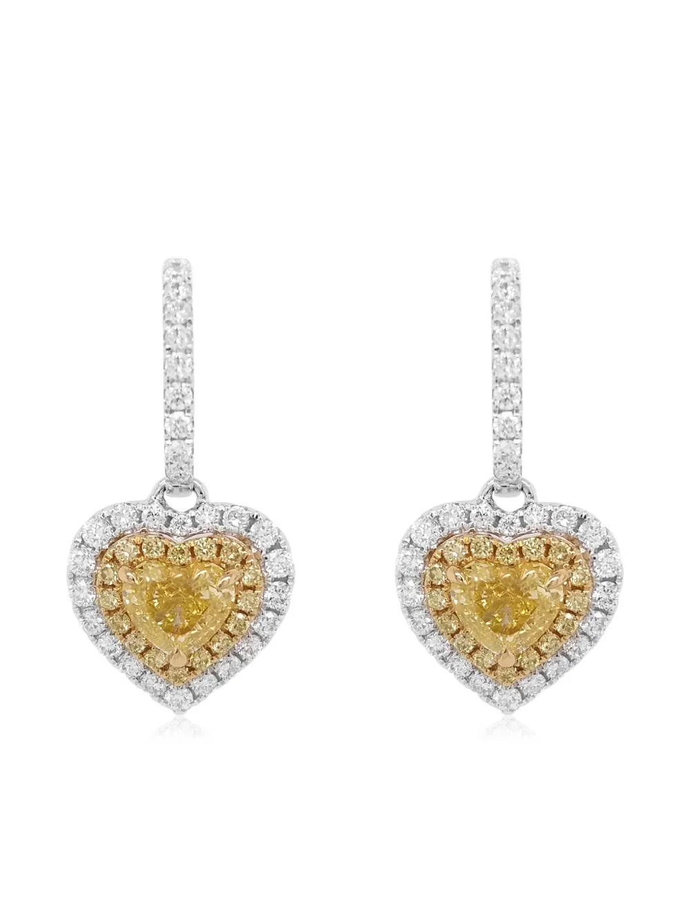 HYT Jewelry Orecchini Heart in oro bianco e giallo 18 carati con diamanti
