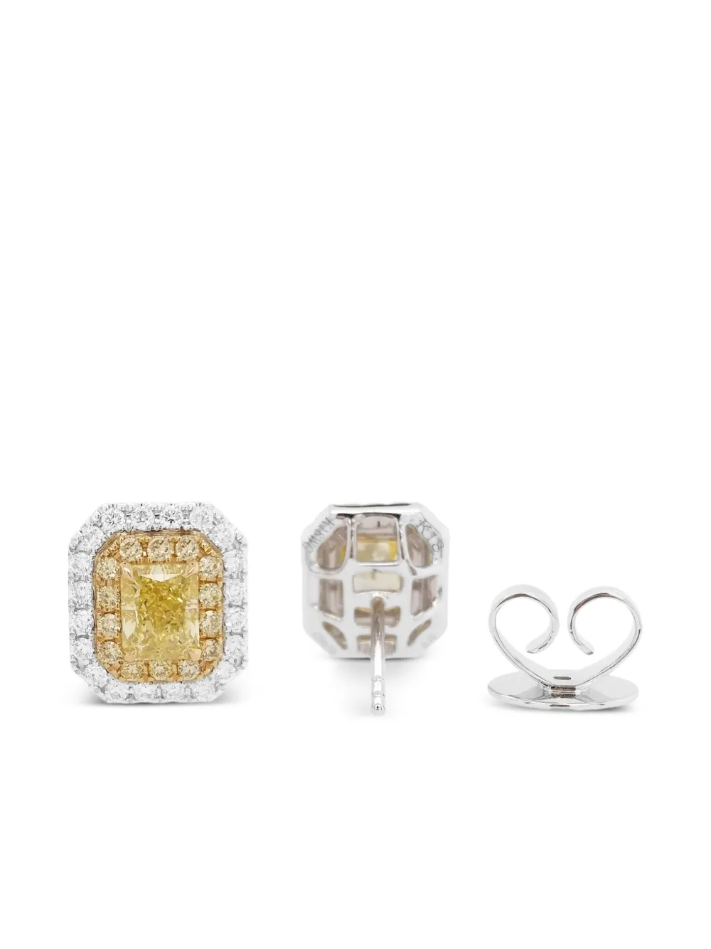 18k Yellow And White Gold Diamond Earrings