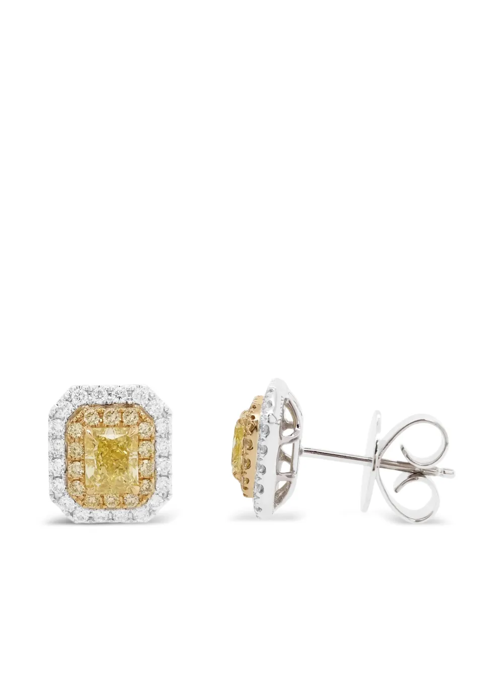 18k Yellow And White Gold Diamond Earrings