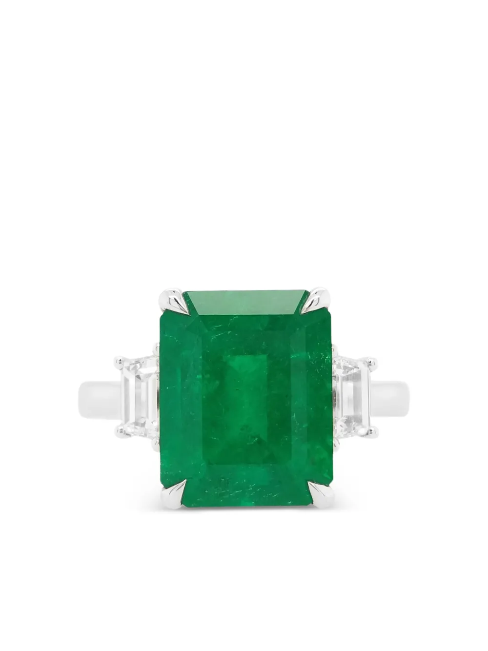 Hyt Jewelry 18k White Diamond And Emerald Ring In Brown