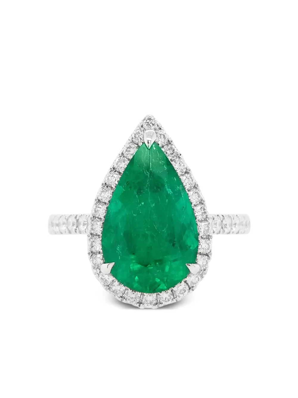 HYT Jewelry 18K white gold diamond and emerald ring | White | Image 1