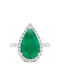 HYT Jewelry 18K white gold diamond and emerald ring