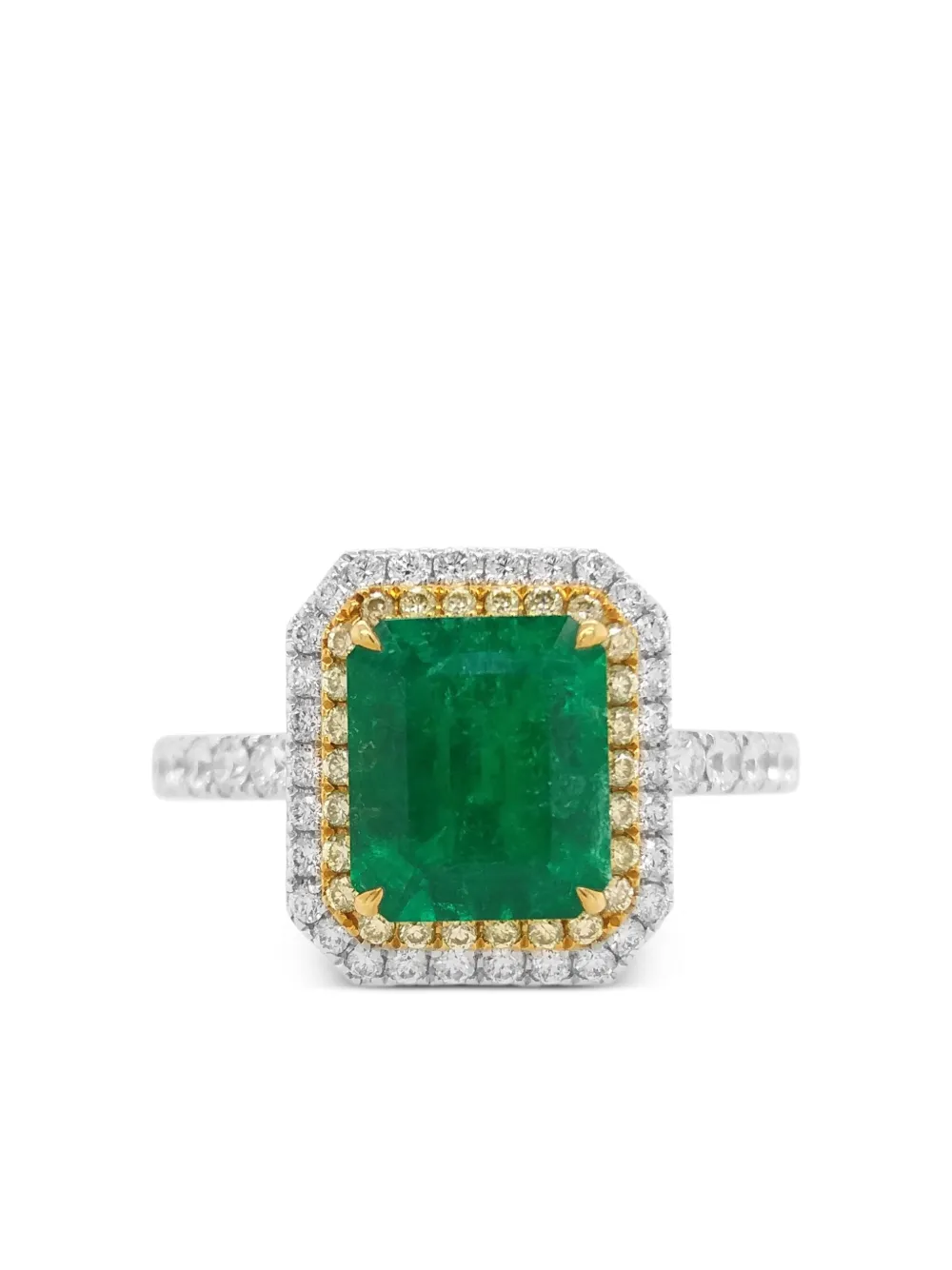 HYT Jewelry 18K white and yellow emerald and diamond ring | White | Image 1