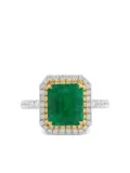 HYT Jewelry 18K white and yellow emerald and diamond ring