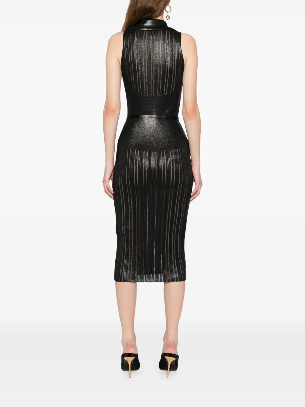 Elisabetta Franchi Gelamineerde gebreide jurk Zwart