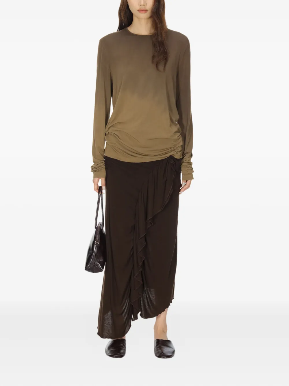 Uma Wang Ombre-effect Long-sleeve T-shirt In Brown