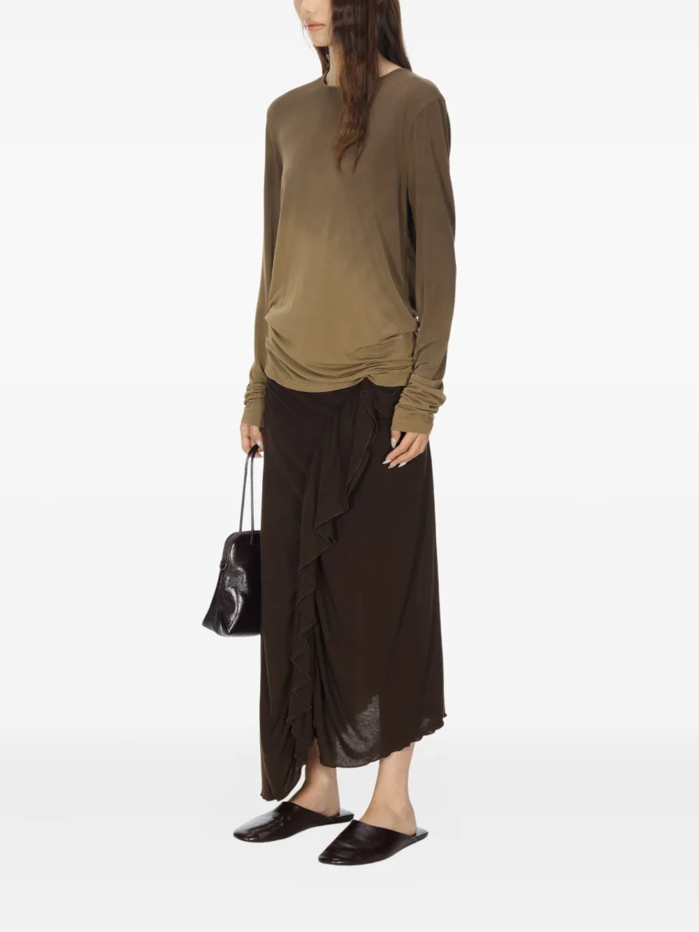Uma Wang Ombre-effect Long-sleeve T-shirt In Brown