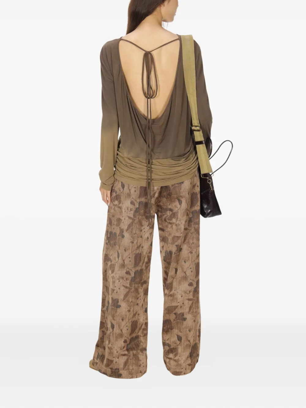 Uma Wang Blouse met ombré-effect en open rug Groen