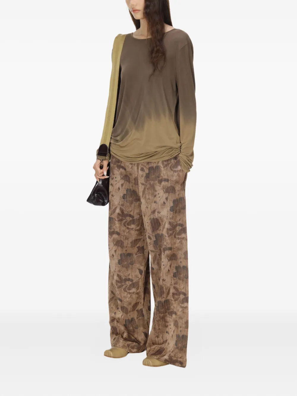 Uma Wang Blouse met ombré-effect en open rug Groen