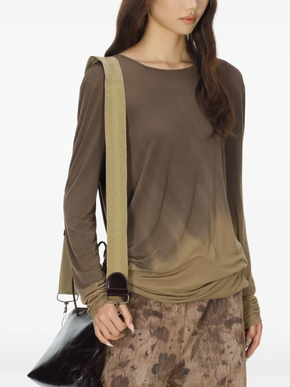 Uma Wang Blouse met ombré-effect en open rug Groen
