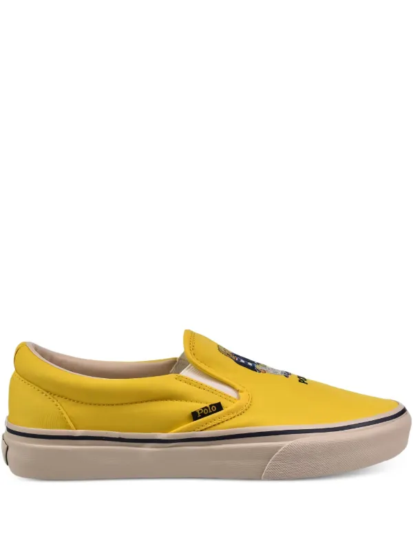 Polo Ralph Lauren Keaton bear-embroidered slip-on Shoes Yellow