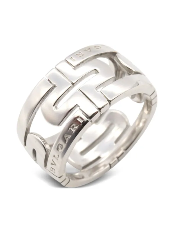 Bvlgari Pre-Owned 2010s 18K White Gold Parentesi Ring Silver