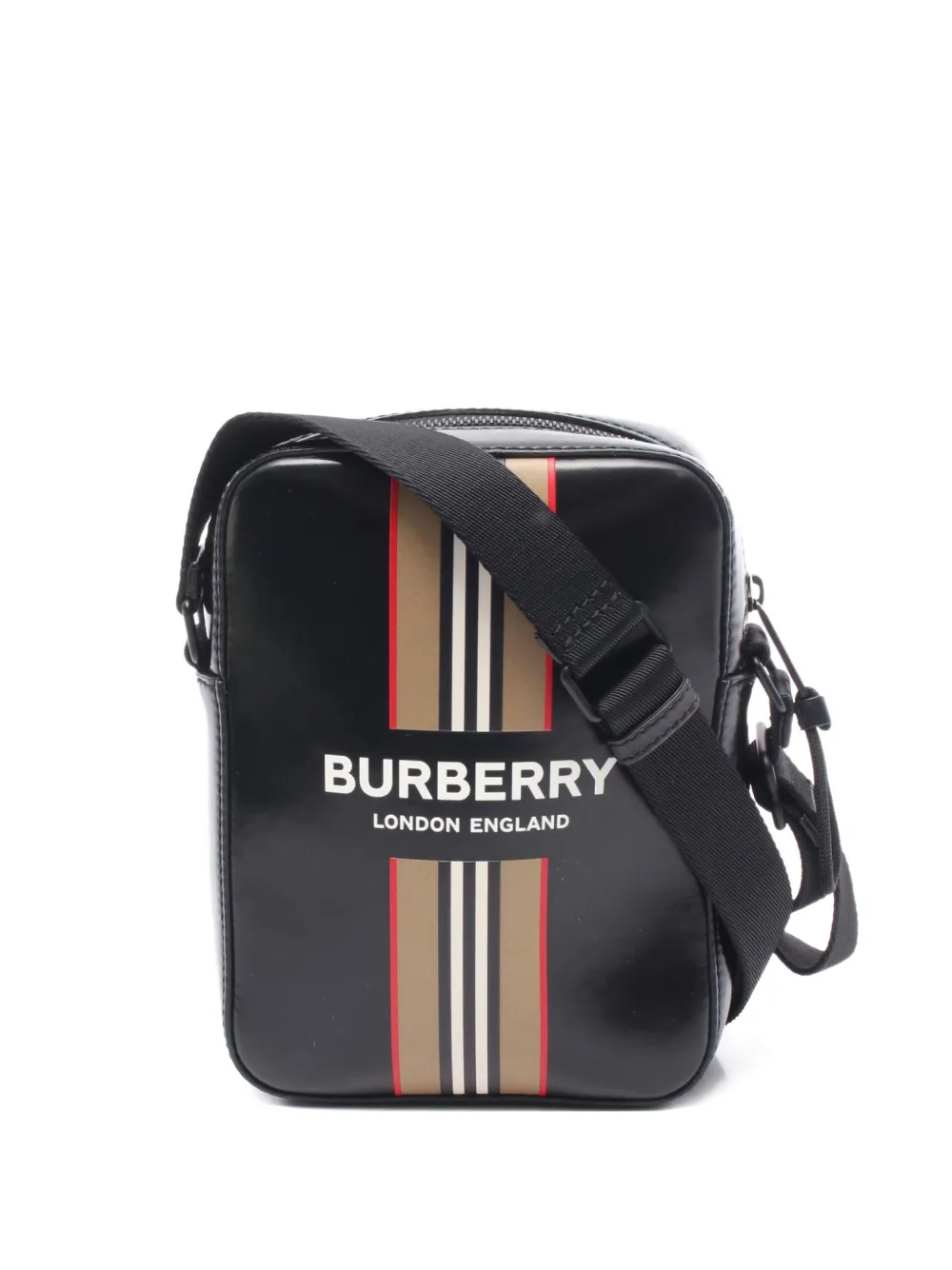 Burberry Pre-Owned 2010s Thornton logo-stripe coated-canvas cross-body bag | Black | Image 1