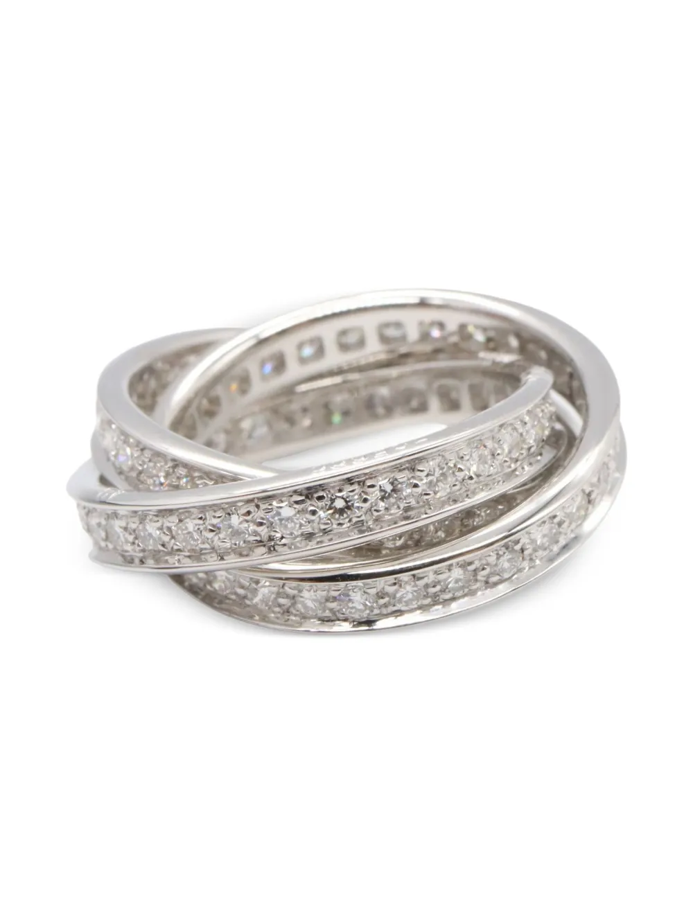 Pre-owned Cartier 2010s 18k White Gold Trinity Diamond Ring In Silver
