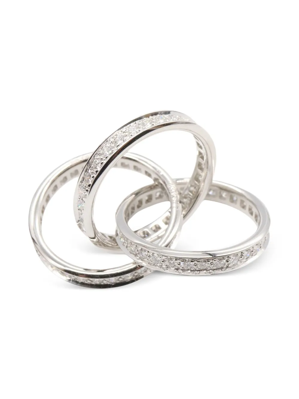 Pre-owned Cartier 2010s 18k White Gold Trinity Diamond Ring In Silver