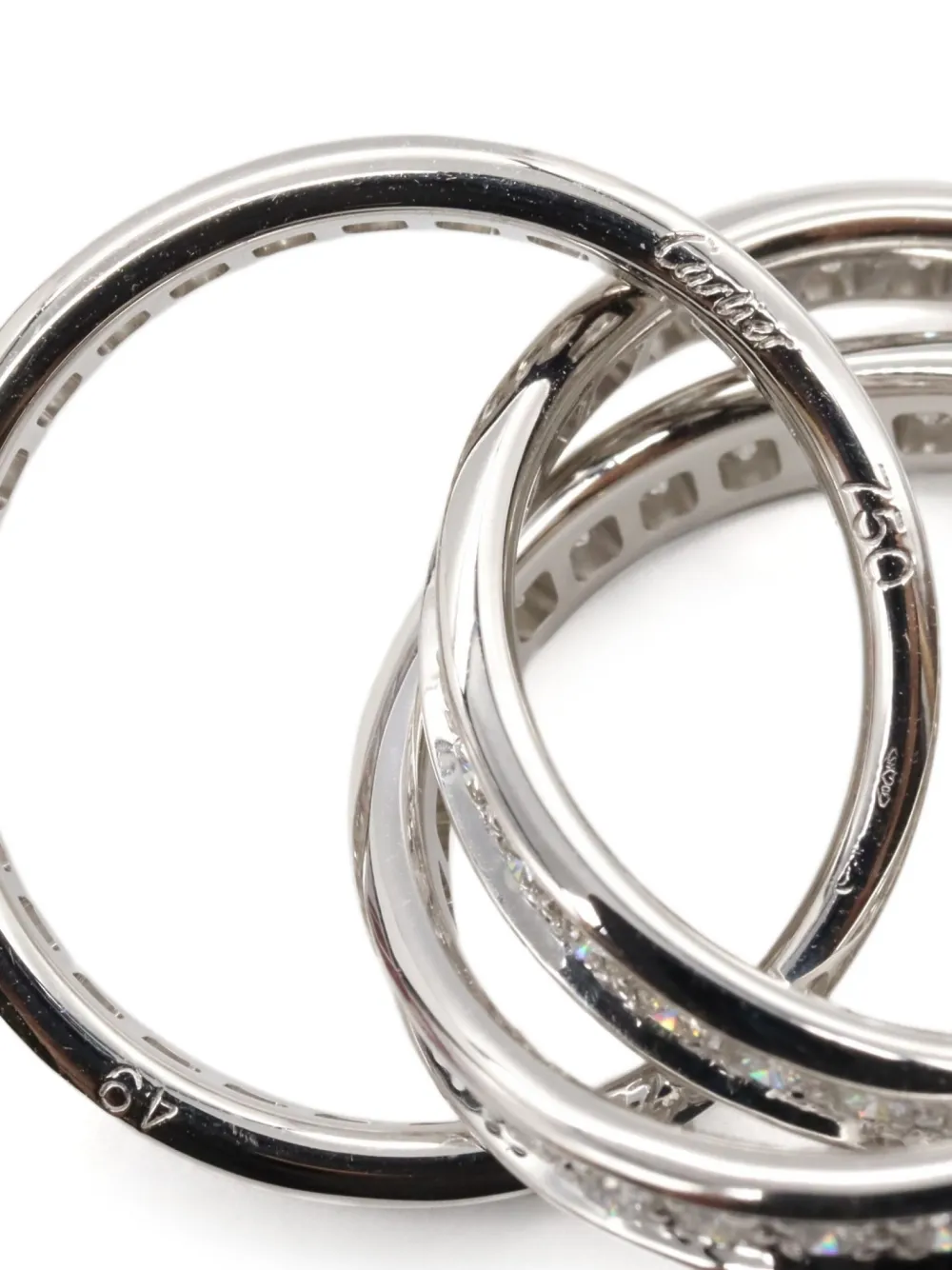 Pre-owned Cartier 2010s 18k White Gold Trinity Diamond Ring In Silver