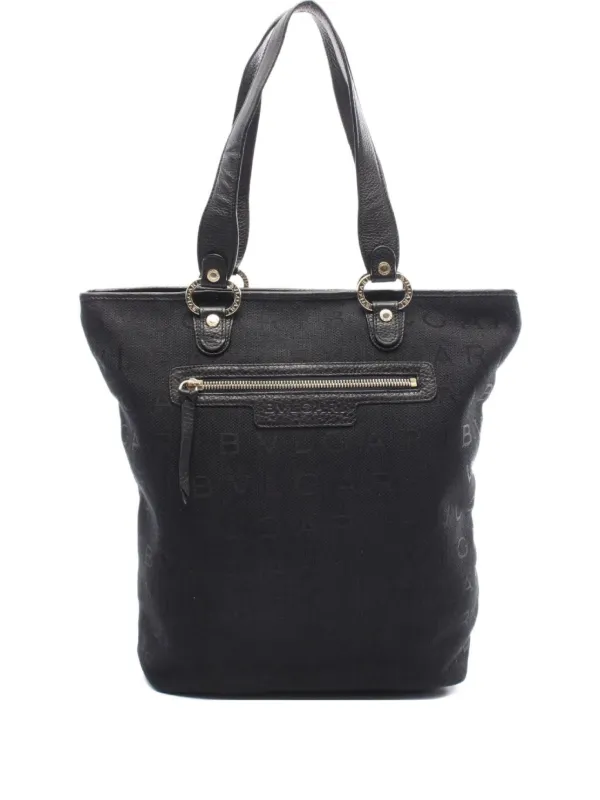 Bvlgari Pre-Owned 2010's logo-pattern Tote Bag Black FARFETCH ID