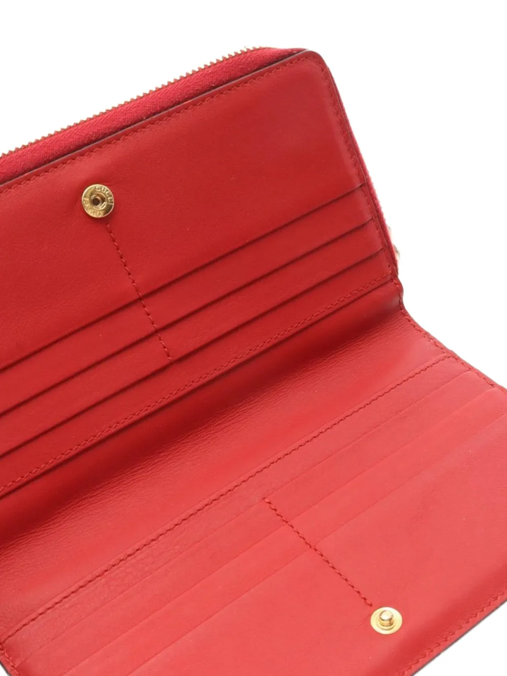 Pre-owned Gucci 2010s Bamboo Zip-around Wallet In Red