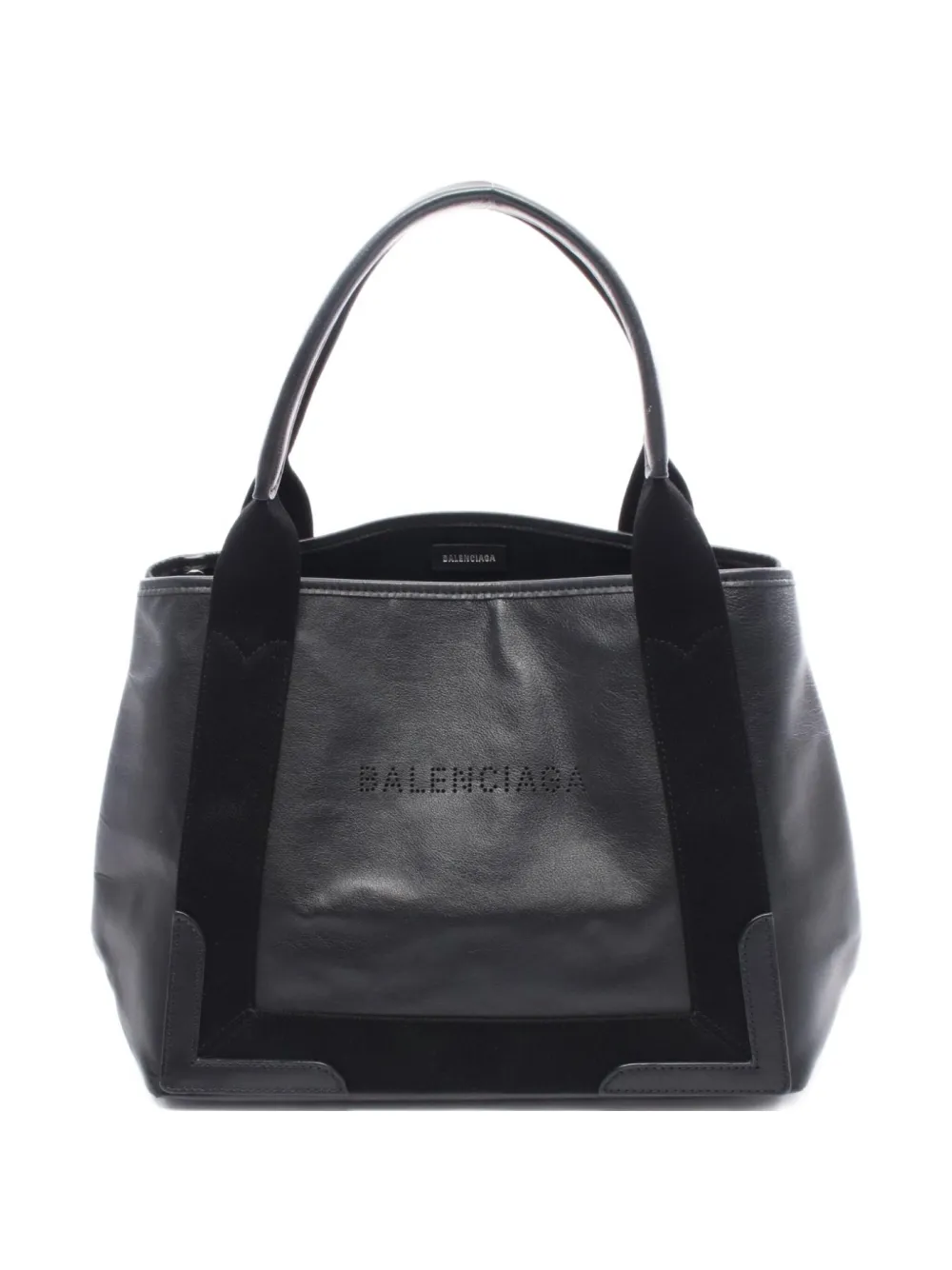 Pre-owned Balenciaga 2000s Logo-perforated Tote Bag In Black