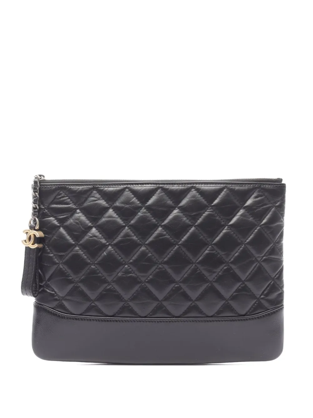 CHANEL Pre-Owned 2017-2018 Gabrielle de Chanel quilted lambskin clutch bag | Black | Image 1